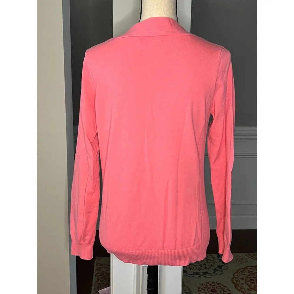 Women's Vineyard Vines Coral V Neck Sweater w/Ribbed Detail Sz M